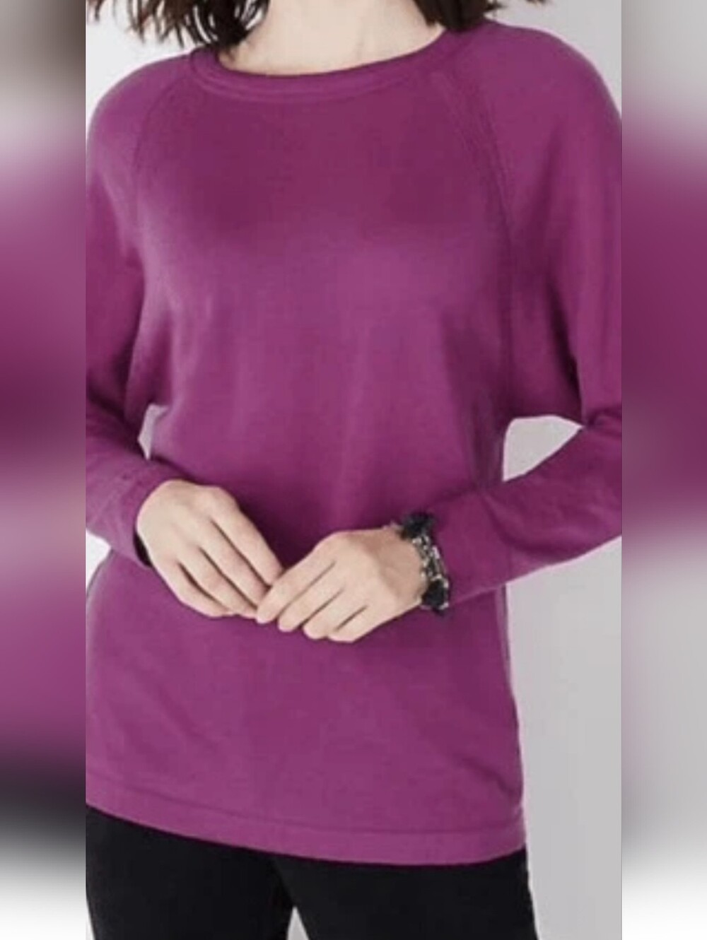 J. Jill Cozy Crewneck Sweater in Berry Purple